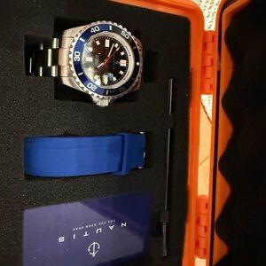 Nautis Men's Blue and Silver Dive Watch